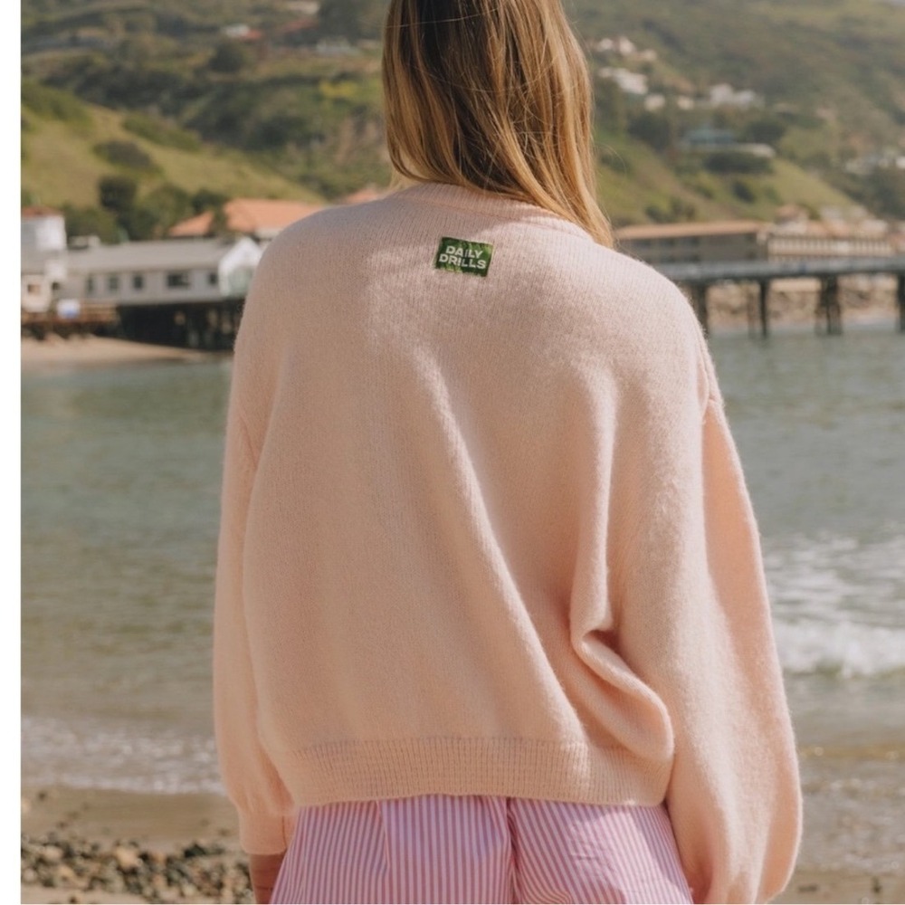 Daily Drills Peach Pink Wool Alpaca Blend Button Front Cardigan Sweater XS/S